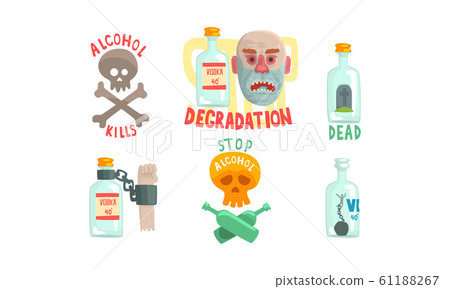 Dangers of Drinking Alcohol Illustrated Vector Set Dangers of Drinking Alcohol Illustrated Vector Set 61188267