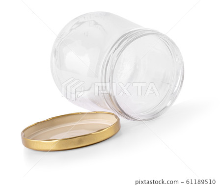 Empty glass jar isolated on a white background Empty glass jar isolated on a white background 61189510