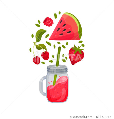 Fruit Smoothie Made of Fruit and Berries Vector Illustration 61189942