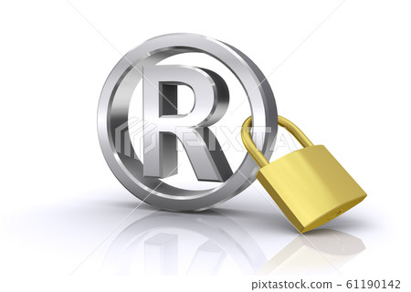 Registered trademark mark and magnifying glass 61190142