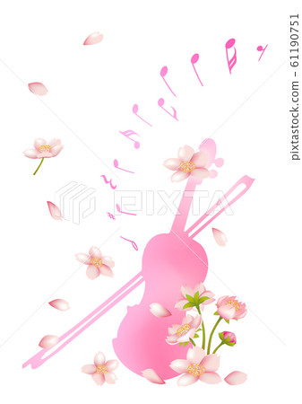 Spring and musical instruments-cherry blossom petals-violin Spring and musical instruments-cherry blossom petals-violin 61190751