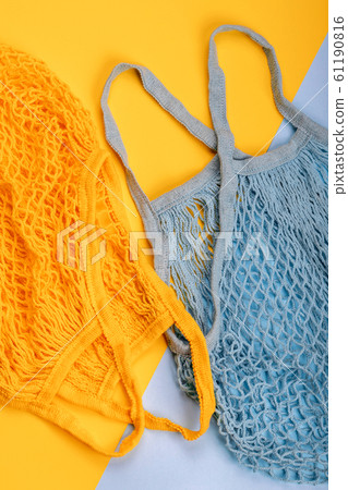 Yellow and blue string reusable bags 61190816