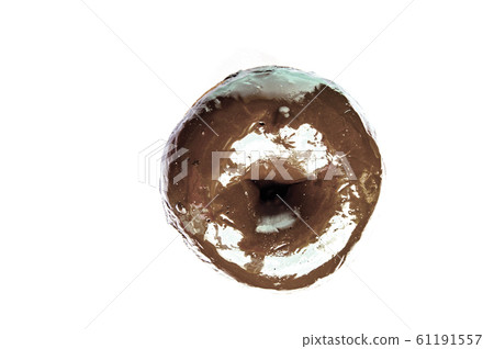 Delicious donut with glossy chocolate mirror glaze isolated on white background by clipping. Top view 61191557
