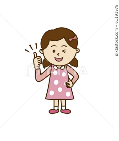 女孩豎起大拇指 女孩豎起大拇指 61191978
