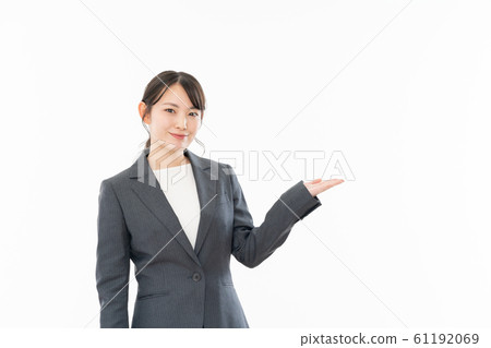 Business woman white background portrait 61192069