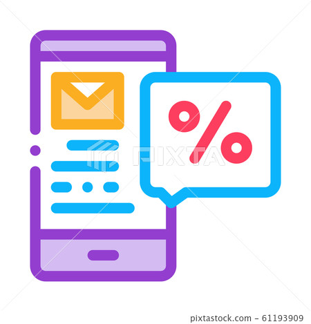 Phone Message about Percent Icon Vector Outline Illustration 61193909