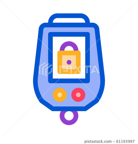 Secure Alarm Padlock Icon Vector Outline Illustration 61193997