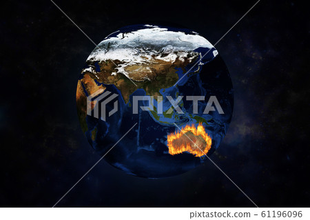 View of Australia from space with terrible fire View of Australia from space with terrible fire 61196096