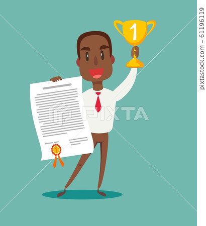 Successful, smiling, young, happy businessmen standing on the winning podium holding up winning Successful, smiling, young, happy businessmen standing on the winning podium holding up winning 61196119