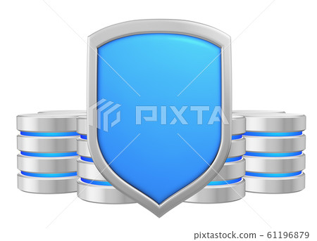 Databases group behind metal blue shield data 61196879