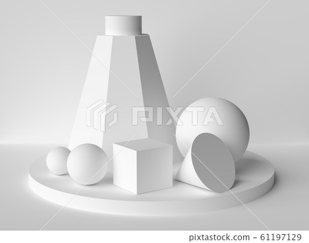 Abstract geometric figures still life on podium Abstract geometric figures still life on podium 61197129