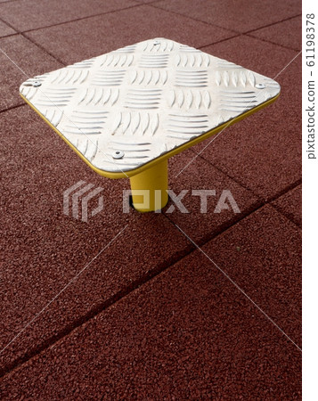 Step platform on red rubbery flexible ground.  61198378