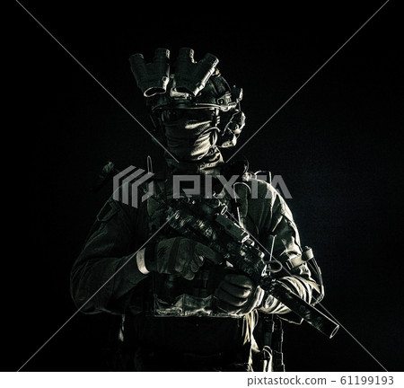 Special operations forces soldier low key portrait Special operations forces soldier low key portrait 61199193