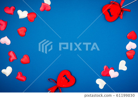 Greeting card with red hearts for Valentine's Day 2020. 61199830