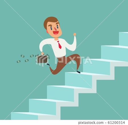 businessman run up the stairs vector illustration, an employee climbs up the stairs businessman run up the stairs vector illustration, an employee climbs up the stairs 61200314