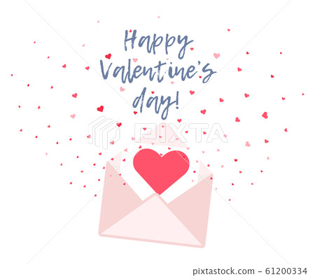 Cute Valentines day card with hearts in envelope Cute Valentines day card with hearts in envelope 61200334