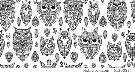 Cute owls family, seamless pattern for your design Cute owls family, seamless pattern for your design 61200554