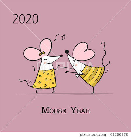 Funny mouse, symbol of 2020 year. Banner for your design 61200578