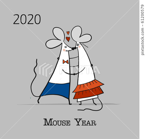Funny mouse, symbol of 2020 year. Banner for your design 61200579