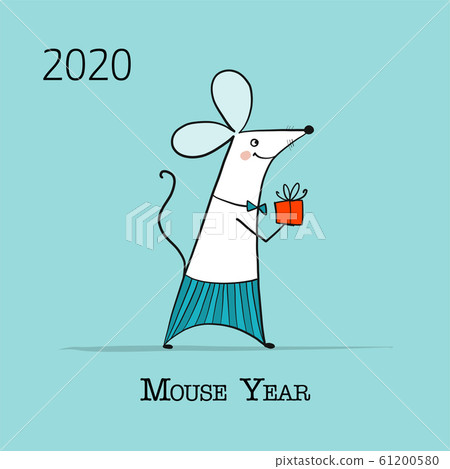 Funny mouse, symbol of 2020 year. Banner for your design 61200580