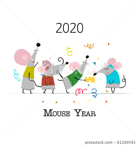 Funny mouse, symbol of 2020 year. Banner for your design 61200591