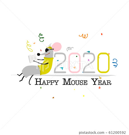 Funny mouse, symbol of 2020 year. Banner for your design 61200592