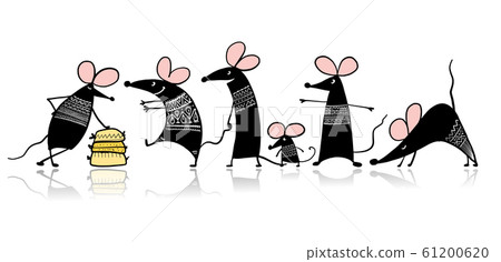 Funny mouse family, symbol of 2020 year. Banner for your design Funny mouse family, symbol of 2020 year. Banner for your design 61200620