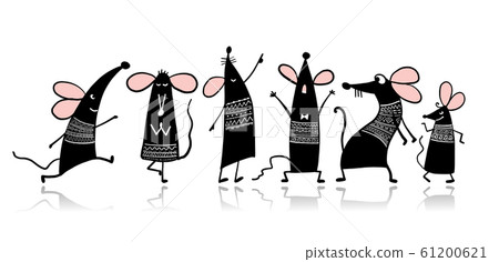 Funny mouse family, symbol of 2020 year. Banner for your design 61200621