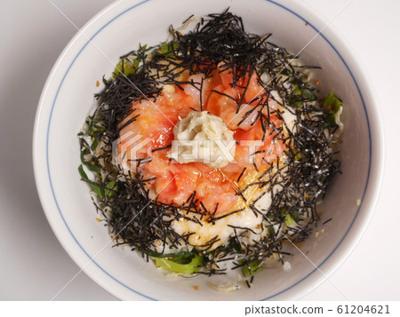 Seafood bowl of salmon and squid Seafood bowl of salmon and squid 61204621