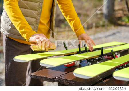 Skiing, waxing, brush, maintenance, care, hobby, senior Skiing, waxing, brush, maintenance, care, hobby, senior 61204814