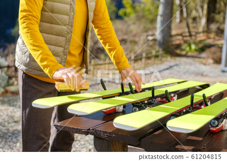 Skiing, waxing, brush, maintenance, care, hobby, senior Skiing, waxing, brush, maintenance, care, hobby, senior 61204815