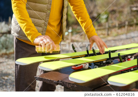 Skiing, waxing, brush, maintenance, care, hobby, senior Skiing, waxing, brush, maintenance, care, hobby, senior 61204816