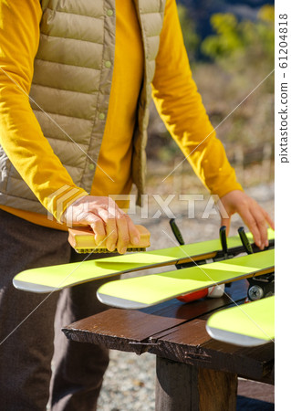 Skiing, waxing, brush, maintenance, care, hobby, senior Skiing, waxing, brush, maintenance, care, hobby, senior 61204818