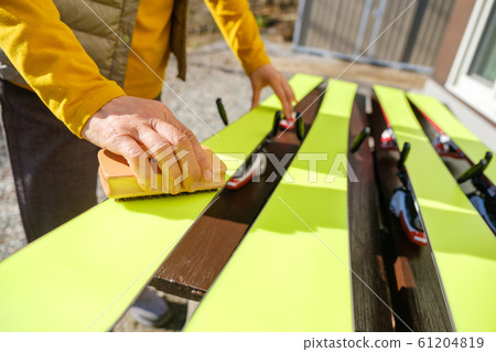 Skiing, waxing, brush, maintenance, care, hobby, senior Skiing, waxing, brush, maintenance, care, hobby, senior 61204819