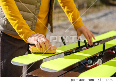 Skiing, waxing, brush, maintenance, care, hobby, senior Skiing, waxing, brush, maintenance, care, hobby, senior 61204820