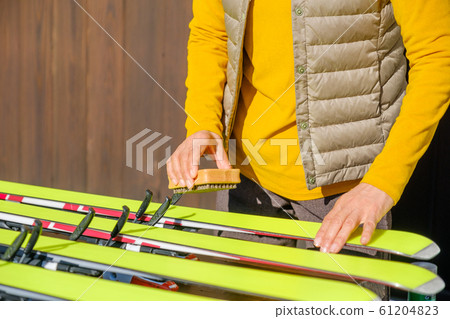 Skiing, waxing, brush, maintenance, care, hobby, senior Skiing, waxing, brush, maintenance, care, hobby, senior 61204823