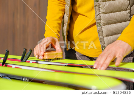 Skiing, waxing, brush, maintenance, care, hobby, senior Skiing, waxing, brush, maintenance, care, hobby, senior 61204826