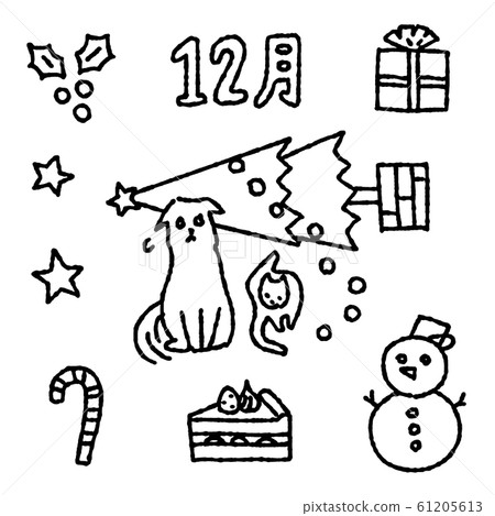 12月物質貓和狗 插圖素材 61205613 Pixta圖庫