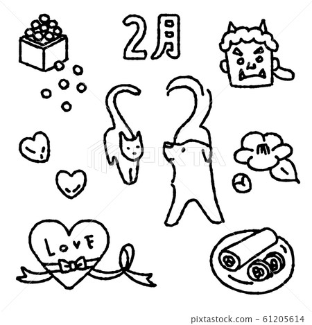 2月物質貓和狗 插圖素材 61205614 Pixta圖庫