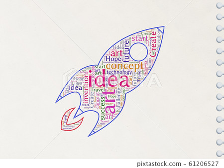 An abstract rocket packed with messages drawn... - Stock Illustration ...