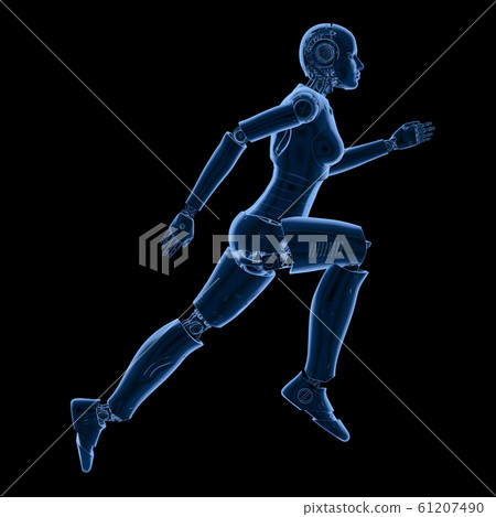 X-ray female cyborg or robot run X-ray female cyborg or robot run 61207490