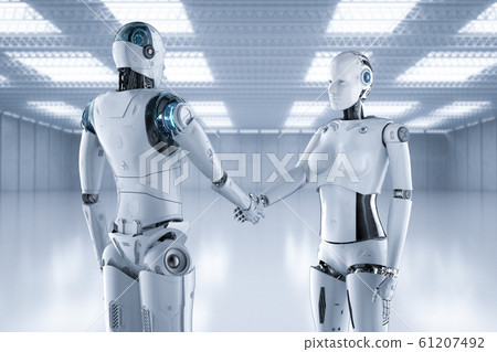 Cyborg or robot hand shake Cyborg or robot hand shake 61207492