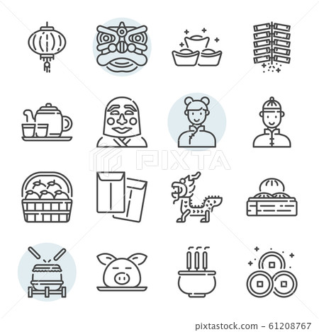 Chinese New Year day related icon and symbol set Chinese New Year day related icon and symbol set 61208767