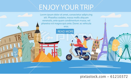 Honeymoon Travels Offer Flat Vector Webpage 61210372