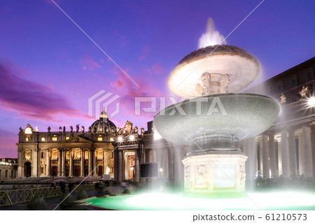 Vatican fountain in the evening Vatican fountain in the evening 61210573