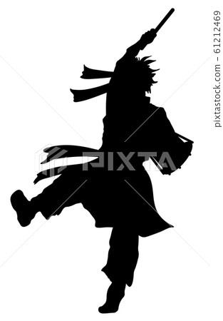 Festival drum and man 02 Youth dancing with drum Silhouette Festival drum and man 02 Youth dancing with drum Silhouette 61212469
