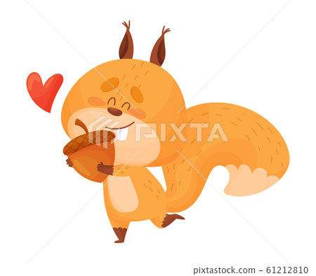 Cute Squirrel Character Running Holding... - Stock Illustration [61212810]  - PIXTA