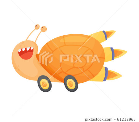 Flying Snail with Rocket Turbine Cartoon Vector Illustrated Character Flying Snail with Rocket Turbine Cartoon Vector Illustrated Character 61212963