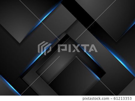 Black tech abstract background with blue neon - Stock Illustration ...