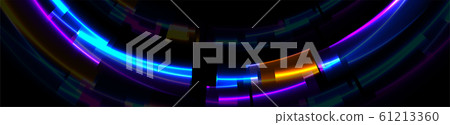 Abstract tech glowing neon lines vector banner - Stock Illustration ...
